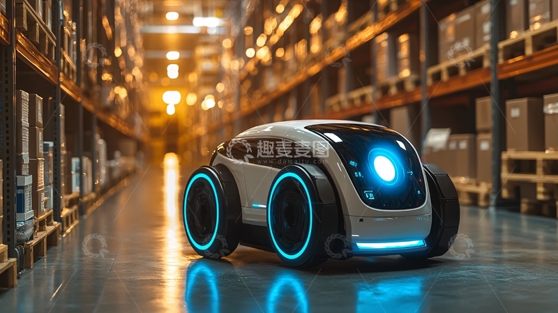 高清大图下载【趣麦麦图】仓库中的未来主义机器人