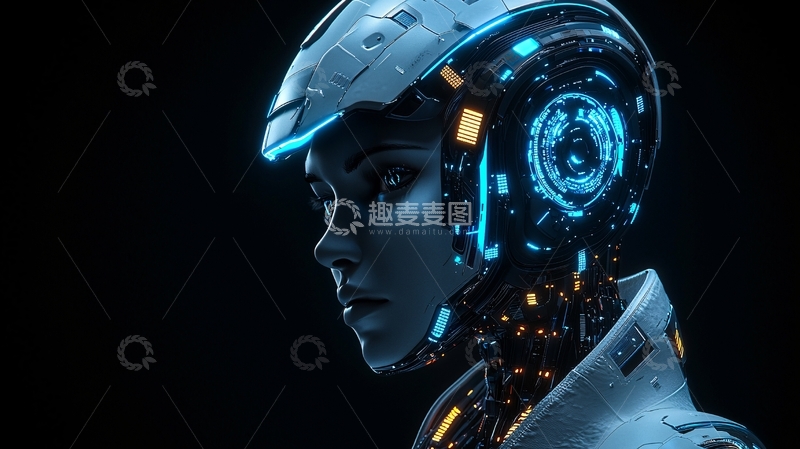 高清大图下载【趣麦麦图】未来科技感女性机器人