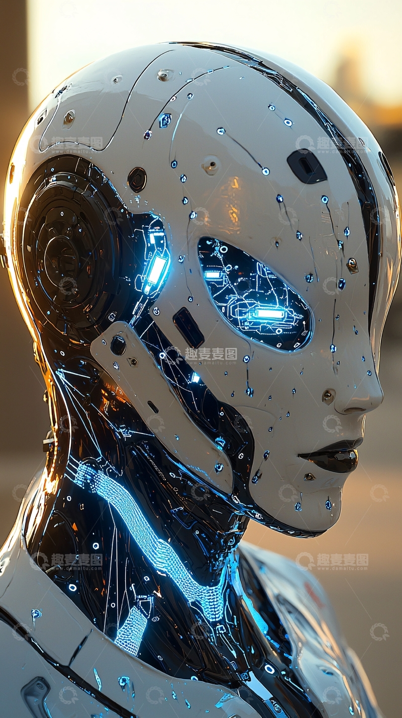高清大图下载【趣麦麦图】未来感机器人头部特写