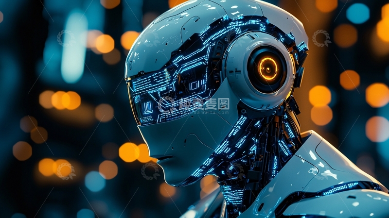 高清大图下载【趣麦麦图】未来感机器人头部特写