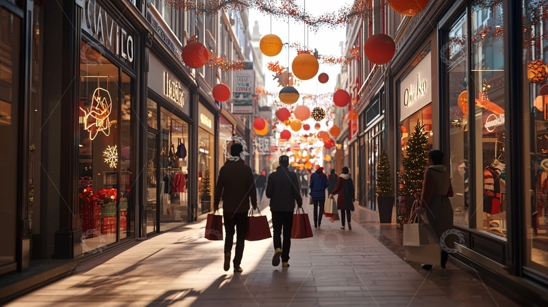 高清大图下载【趣麦麦图】圣诞节购物街