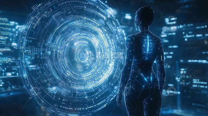 高清大图下载【趣麦麦图】未来科技感的女性背影