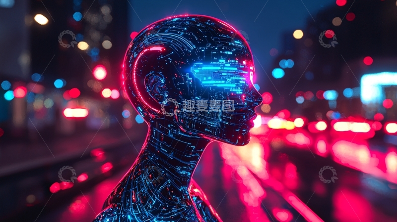 高清大图下载【趣麦麦图】赛博朋克女性机器人