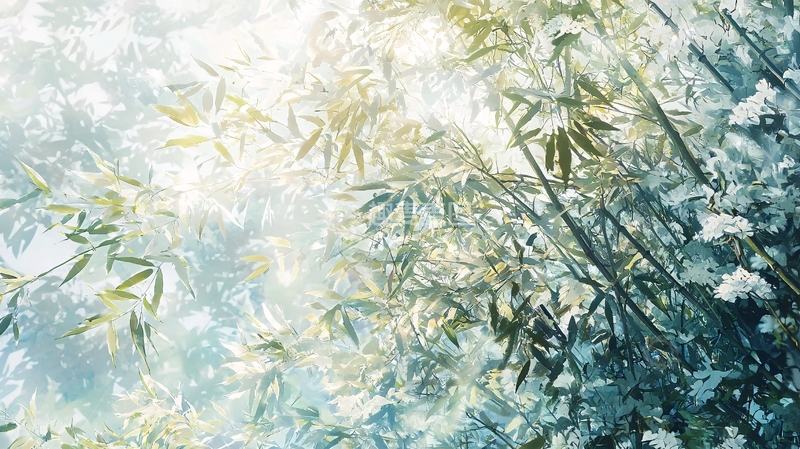 高清大图下载【趣麦麦图】阳光透过竹林