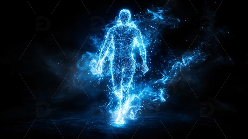 蓝色能量人形轮廓