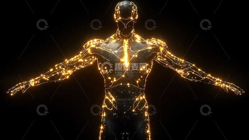 高清大图下载【趣麦麦图】发光的赛博朋克机器人