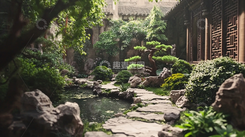 高清大图下载【趣麦麦图】中式庭院