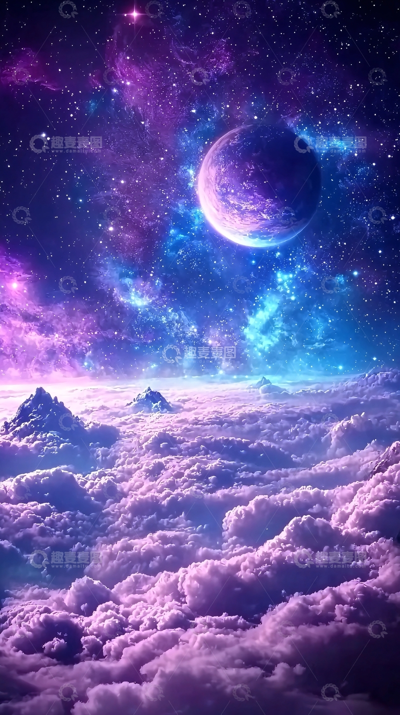 高清大图下载【趣麦麦图】梦幻紫色星空