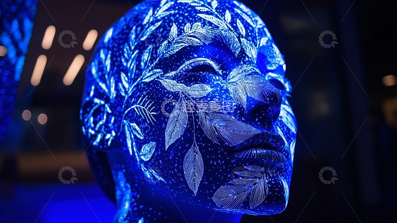 高清大图下载【趣麦麦图】蓝色人像雕塑