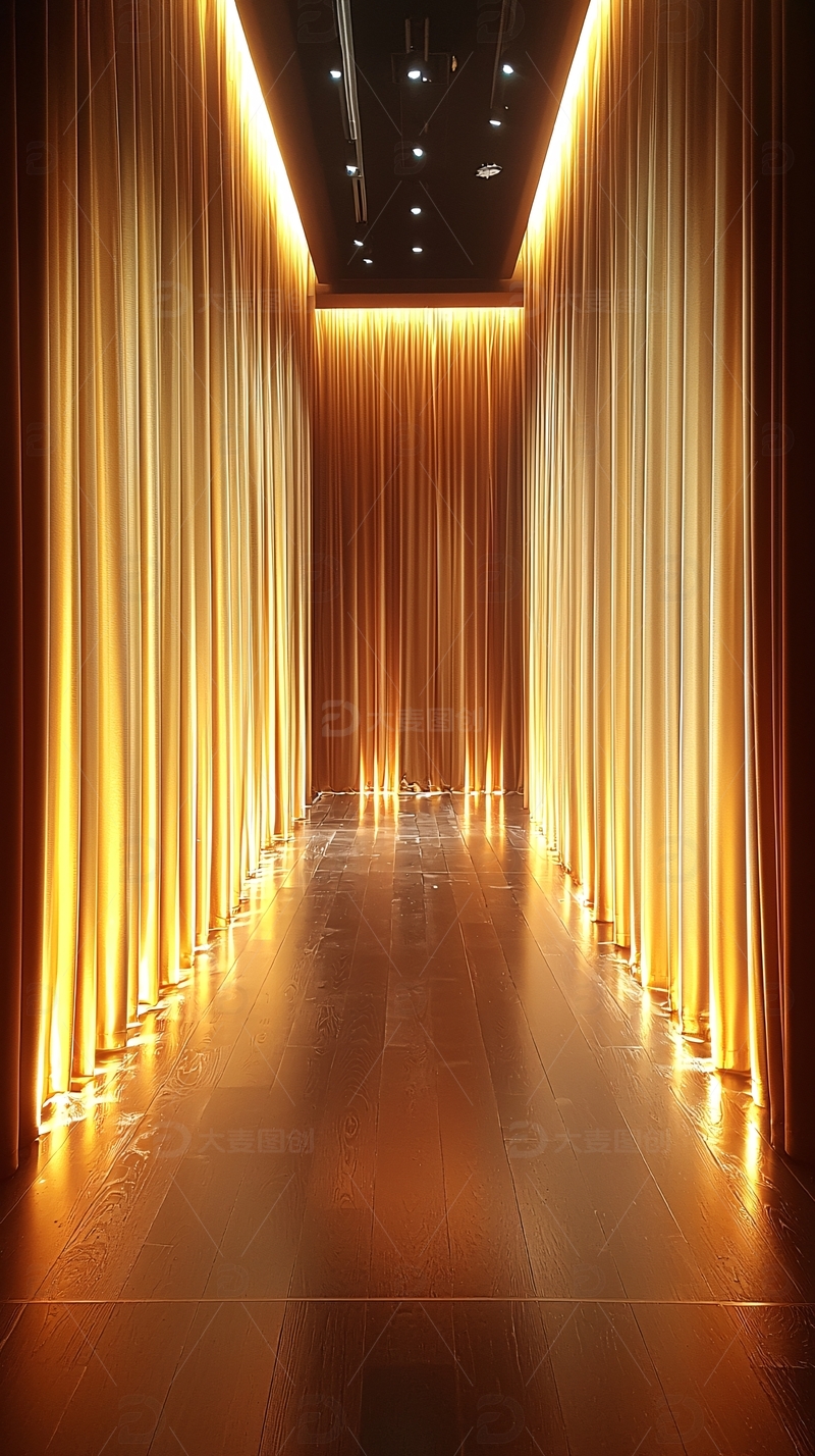 高清大图下载【趣麦麦图】金色帷幕环绕的走廊
