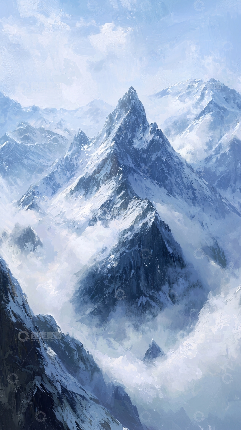 高清大图下载【趣麦麦图】云海雪山