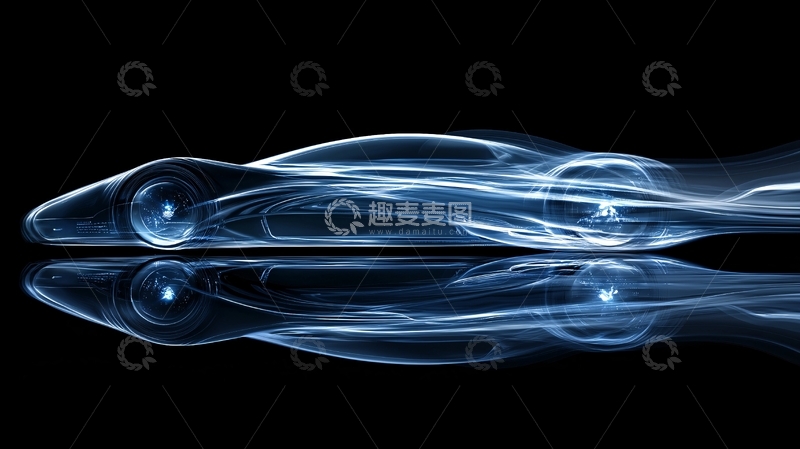 高清大图下载【趣麦麦图】蓝色光晕勾勒的汽车轮廓