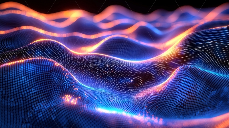 高清大图下载【趣麦麦图】蓝色与橙色的波浪抽象背景