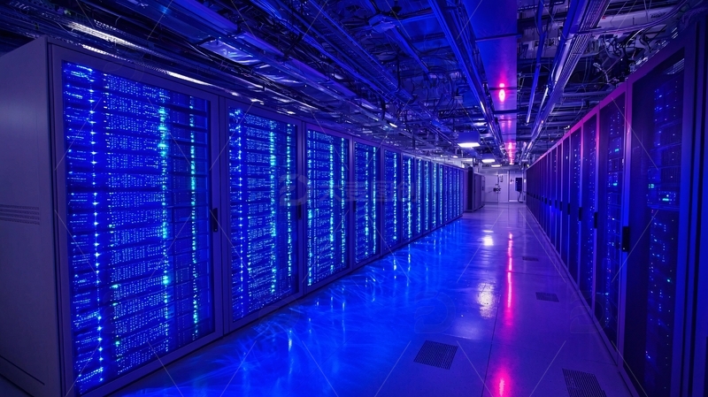 高清大图下载【趣麦麦图】蓝色光数据中心机房