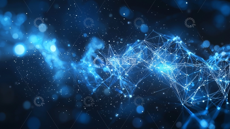 高清大图下载【趣麦麦图】科技感蓝色线条连接发光点