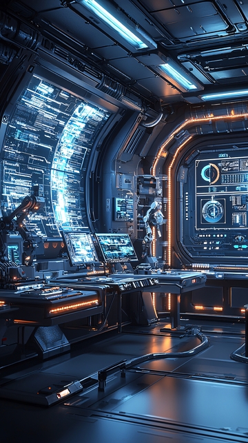 未来科技感控制室