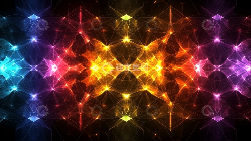 高清大图下载【趣麦麦图】绚丽多彩的对称光线图案