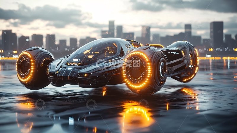 高清大图下载【趣麦麦图】未来悬浮汽车