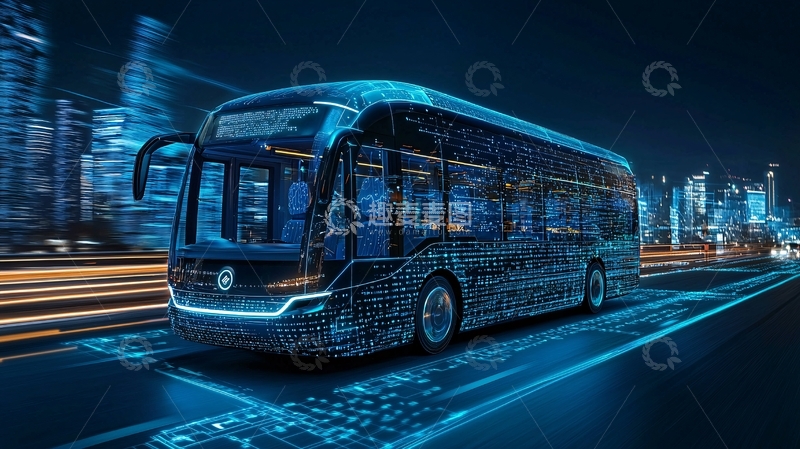 高清大图下载【趣麦麦图】未来感电动巴士