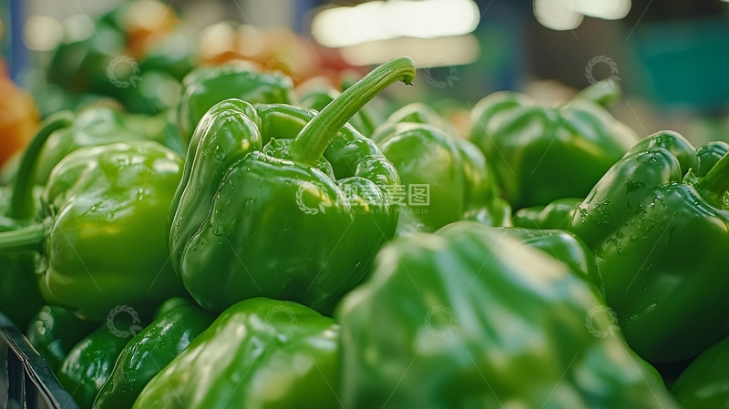高清大图下载【趣麦麦图】新鲜翠绿的青椒特写