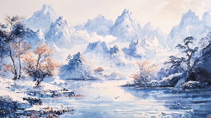 高清大图下载【趣麦麦图】水墨山水画256