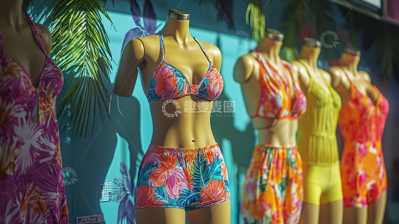 高清大图下载【趣麦麦图】泳衣模特展示