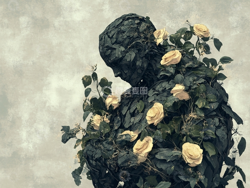 高清大图下载【趣麦麦图】暗色系雕塑玫瑰