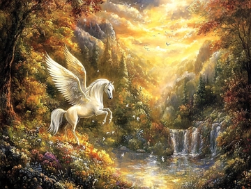 秋日仙境飞马图