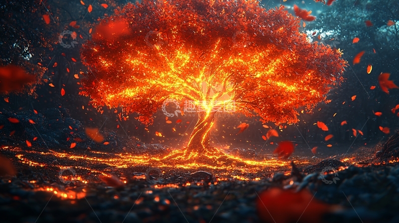 高清大图下载【趣麦麦图】燃烧的火焰树