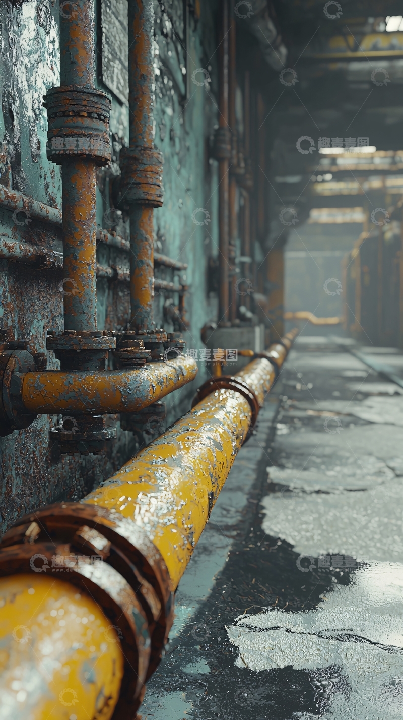 高清大图下载【趣麦麦图】锈迹斑斑的工业管道