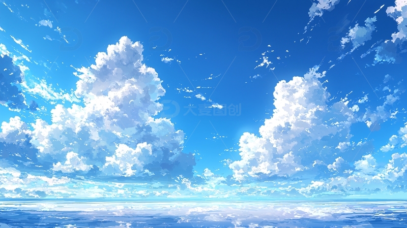 晴空万里白云朵朵