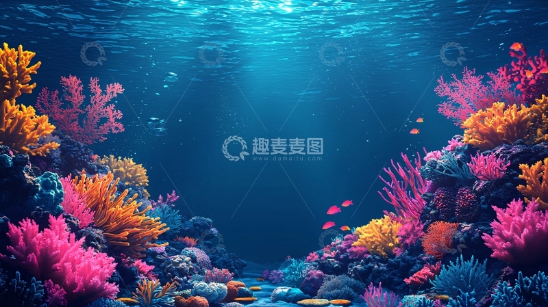 高清大图下载【趣麦麦图】水下珊瑚礁色彩缤纷