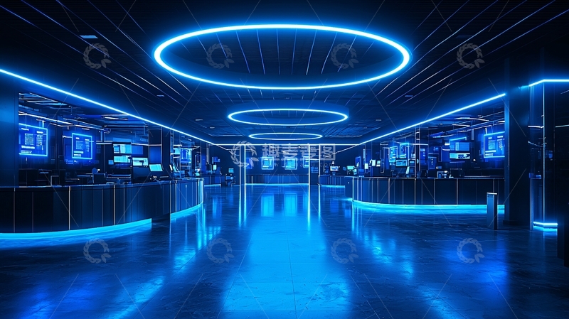 高清大图下载【趣麦麦图】科技感蓝色灯光场景