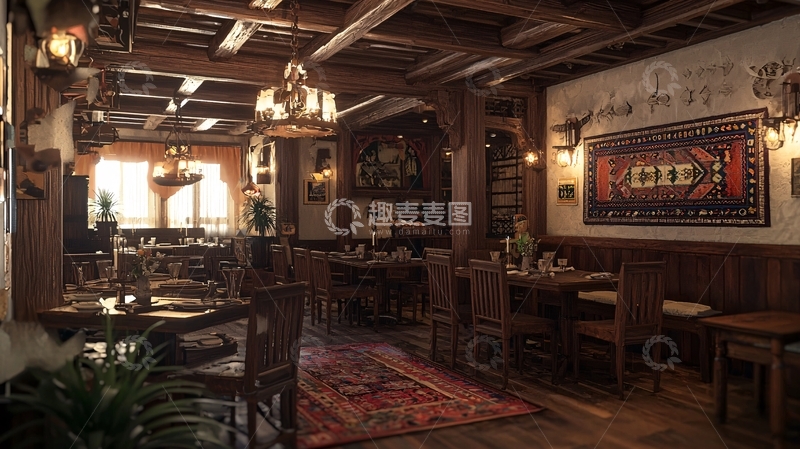 高清大图下载【趣麦麦图】复古乡村餐厅室内设计