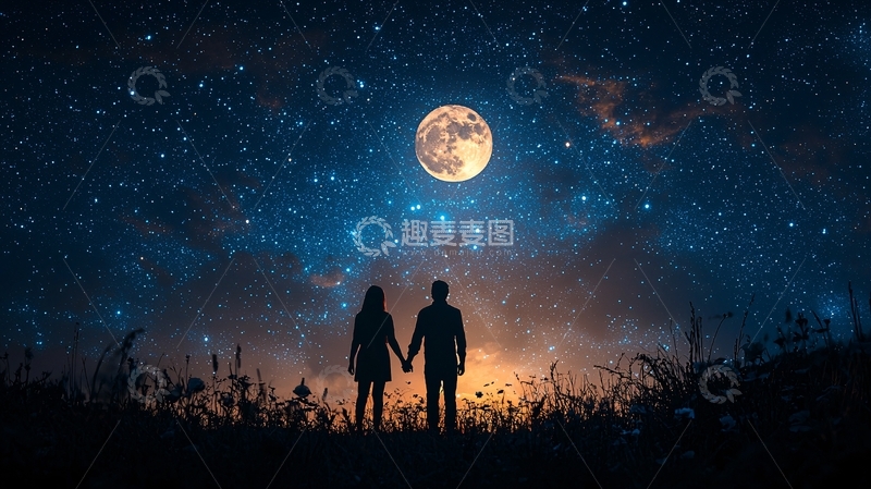 高清大图下载【趣麦麦图】星空下的情侣