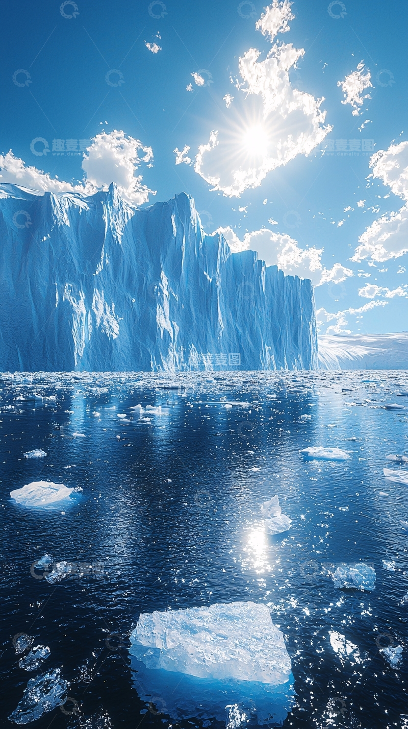 高清大图下载【趣麦麦图】冰山在阳光下闪耀