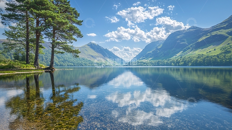 高清大图下载【趣麦麦图】宁静湖面山水风景