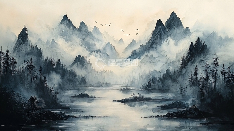 高清大图下载【趣麦麦图】水墨山水风景4