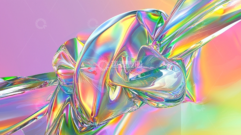 高清大图下载【趣麦麦图】彩虹色丝带缠绕结