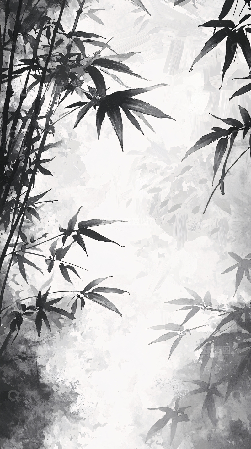 高清大图下载【趣麦麦图】水墨竹林