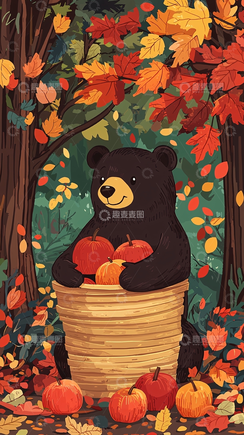 高清大图下载【趣麦麦图】秋季黑熊