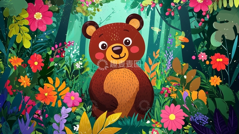 高清大图下载【趣麦麦图】森林里的小熊