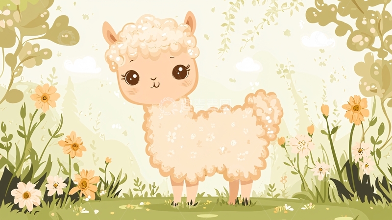高清大图下载【趣麦麦图】可爱卡通羊驼