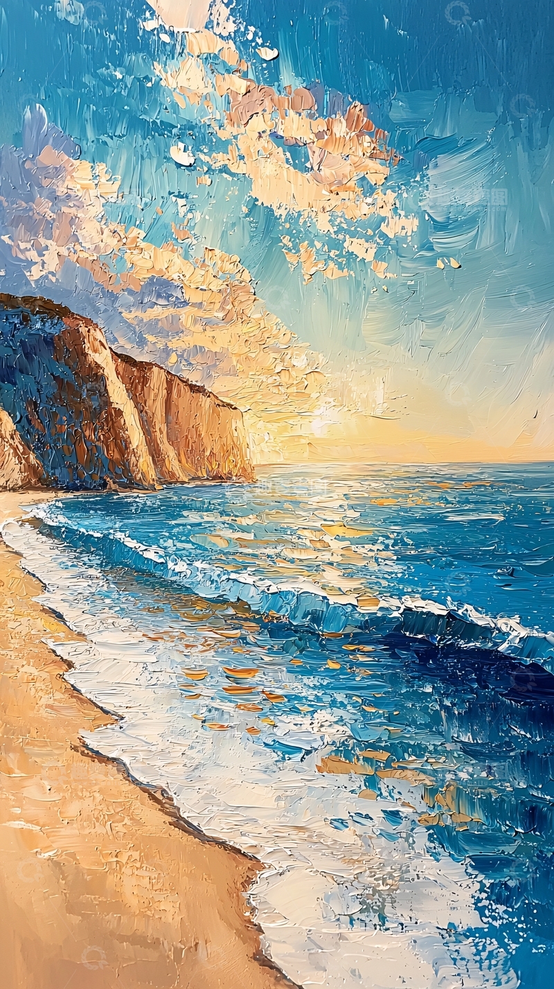 高清大图下载【趣麦麦图】海岸边的悬崖日落