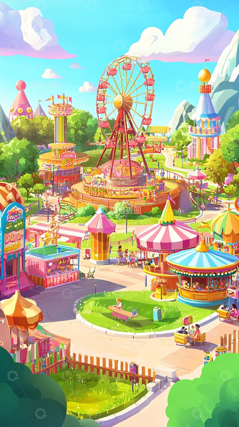 高清大图下载【趣麦麦图】卡通游乐园