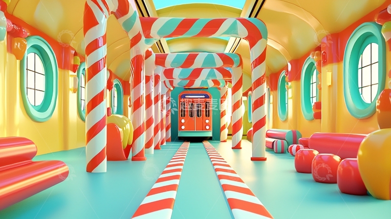 高清大图下载【趣麦麦图】糖果色火车车厢