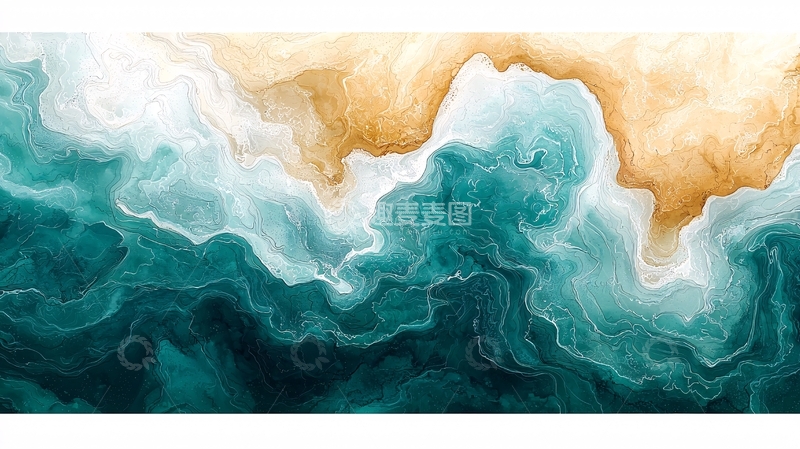 高清大图下载【趣麦麦图】海滩水彩纹理抽象画