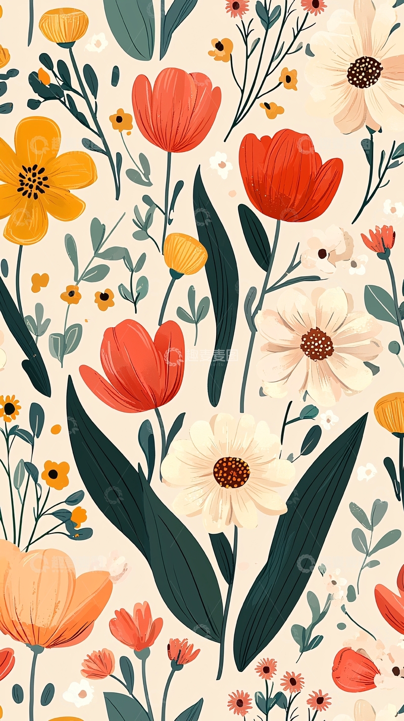 高清大图下载【趣麦麦图】繁花盛开的田园风