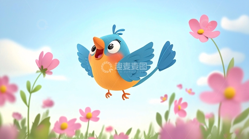 高清大图下载【趣麦麦图】卡通小鸟