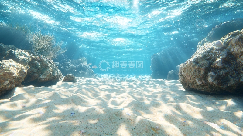 高清大图下载【趣麦麦图】水下光线和沙滩